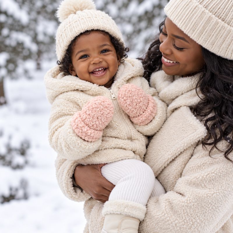 famille heureuse des moufles bébé