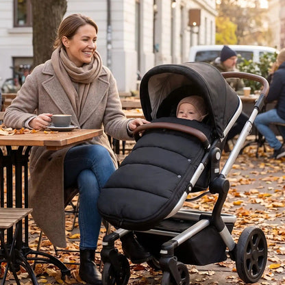 maman au café avec bébé dans chanceliere bebe noir