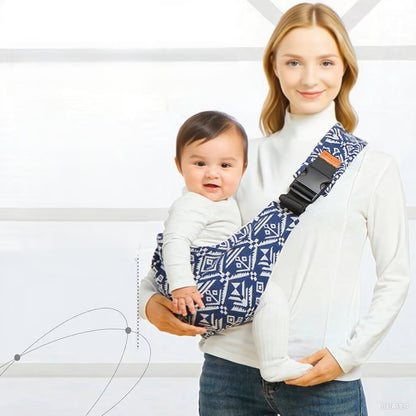 maman heureuse echarpe de portage bebe linki bleu