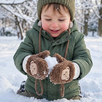 Moufle bébé pratique pour jeux hivernaux