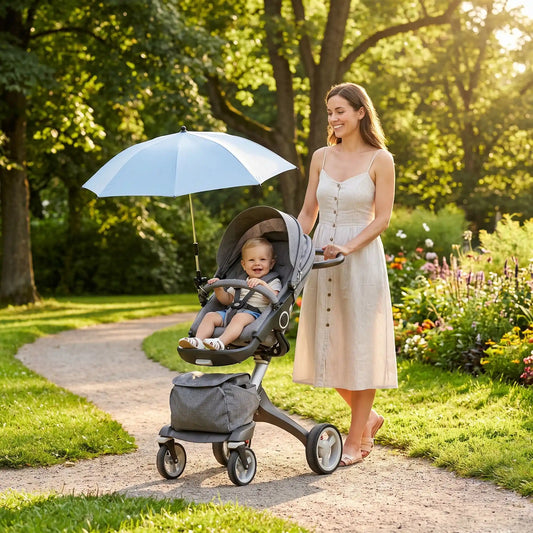 ombrelle poussette universelle anti-UV promenade en famille