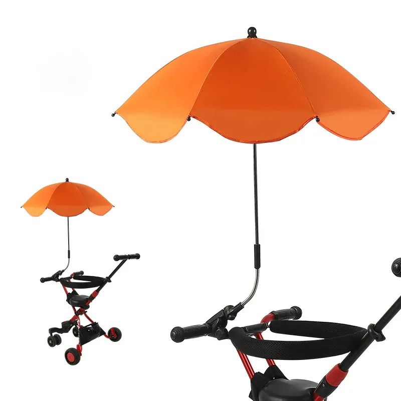 ombrelles poussettes orange avec bouclier solaire