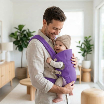 papa heureux du porte bebe des la naissance move mauve