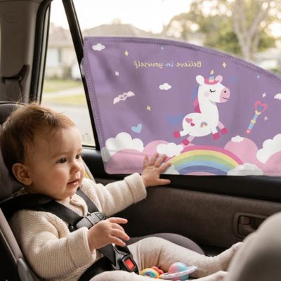 pare soleil voiture bébé avec motif arc-en-ciel