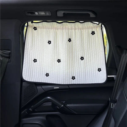 pare soleil voiture bébé design fleur noire occultant pour fenêtre