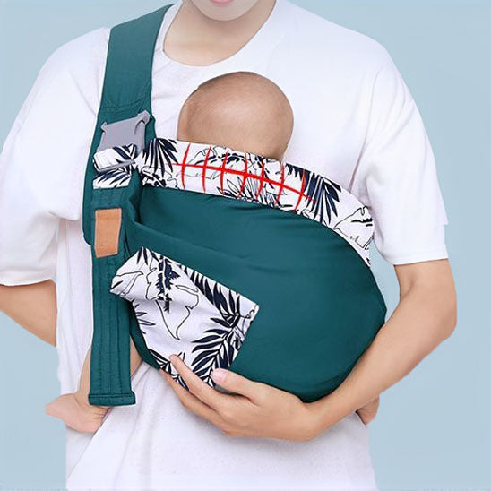 port bebe en echarpe bébé en ventral complice vert 