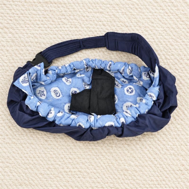 portage echarpe bebe bleu à fleurs