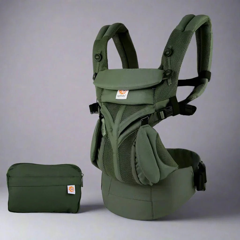 porte bébé breathbabybag vert olive avec sac de transport