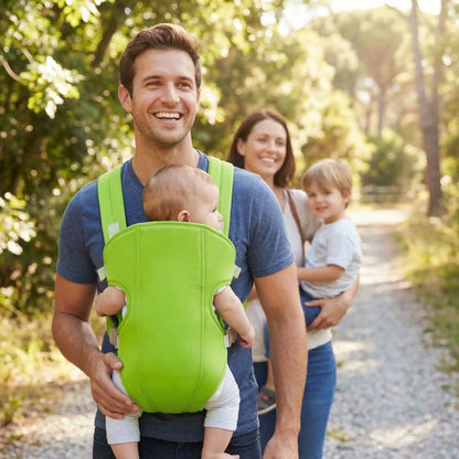 porte bebe des la naissance nova vert famille en promenade