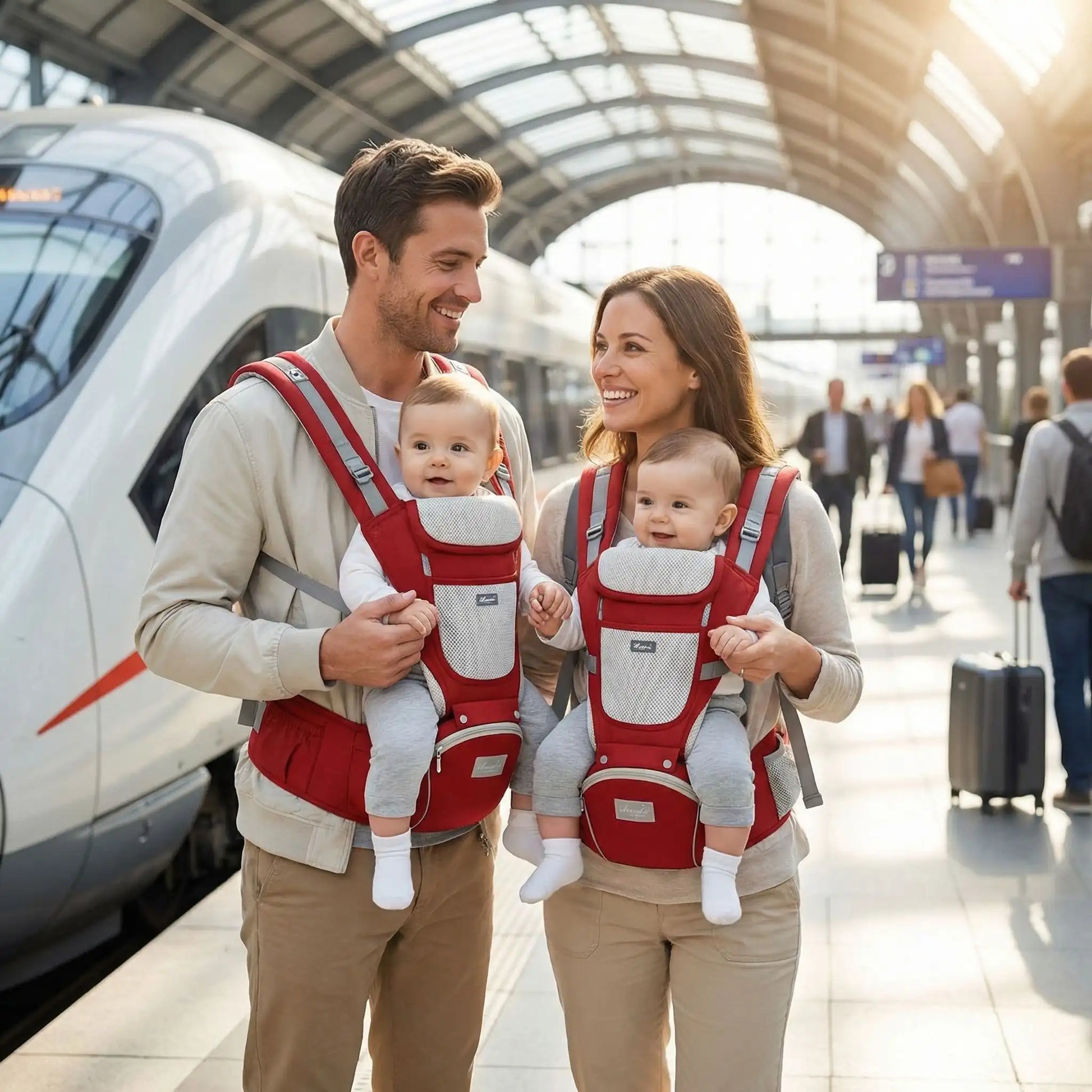 porte bebe famille gare cocon rouge