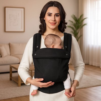 porte bébé physiologique fortis noir portage ventral
