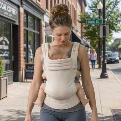 porte bébé voyage beige avec ceinture large