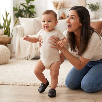 premiers pas bébé avec chaussures bebe cuir souple