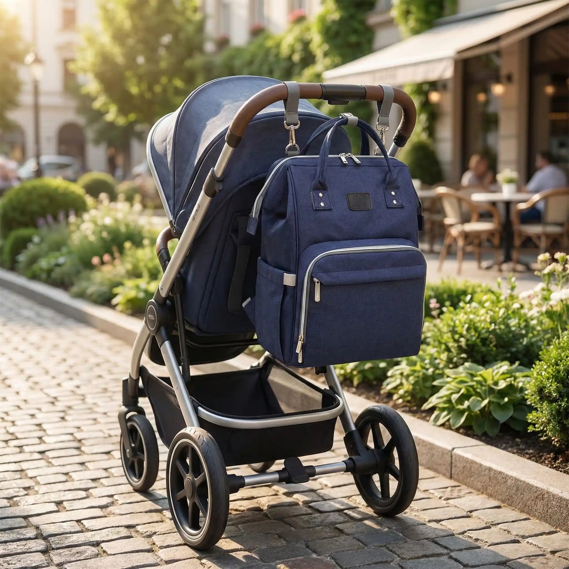 sac a dos a langer fixation poussette éden bleu