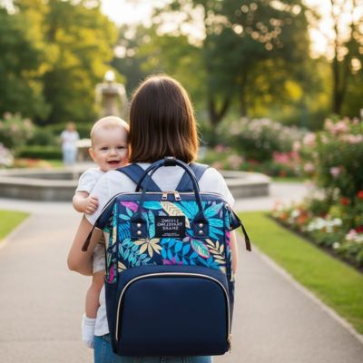 sac a dos a langer maman bébé souriants florya bleu
