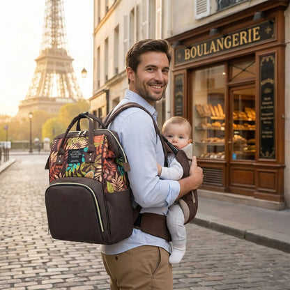 sac a dos a langer papa bébé déplacement paris florya brun