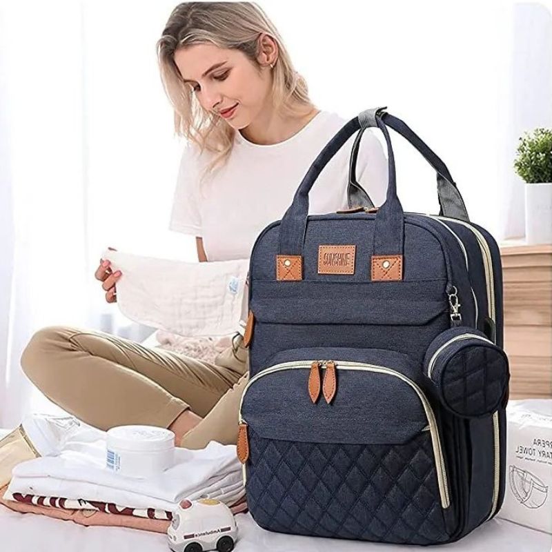 sac à dos à langer transformable bleu
