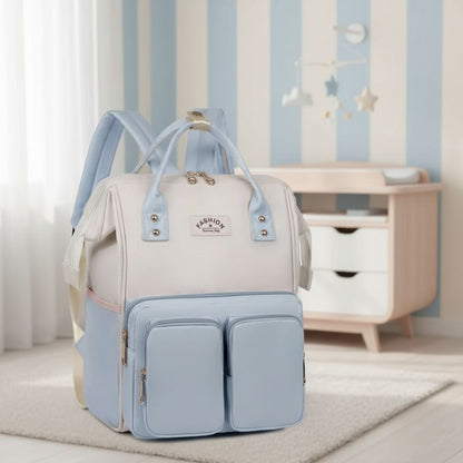 sac à dos à langer vue latérale mamaluxe bleu