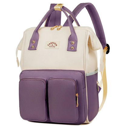 sac à dos à langer vue latérale mamaluxe mauve