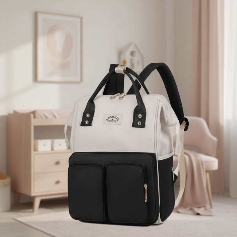 sac à dos à langer vue latérale mamaluxe noir