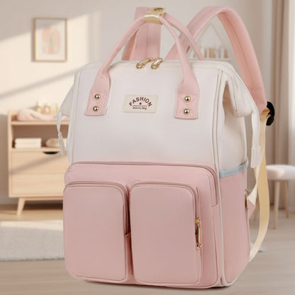 sac à dos à langer vue latérale mamaluxe rose