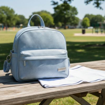 sac à langer à dos vue frontale ruth bleu