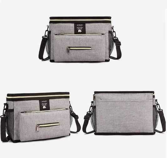 sac à langer face profil dos babygo gris