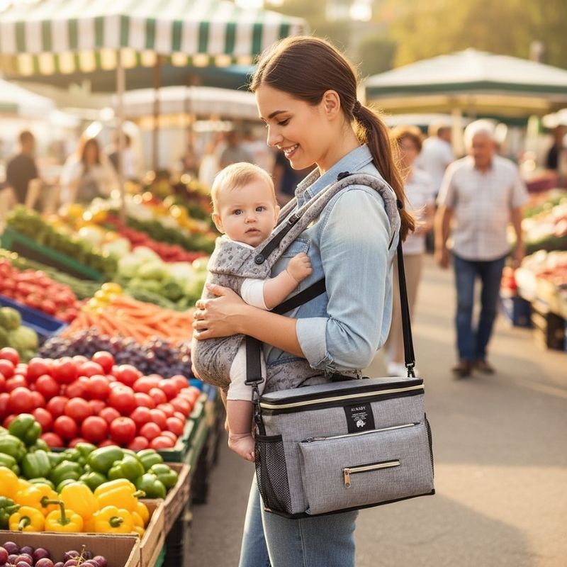 sac à langer gris adaptable au marché