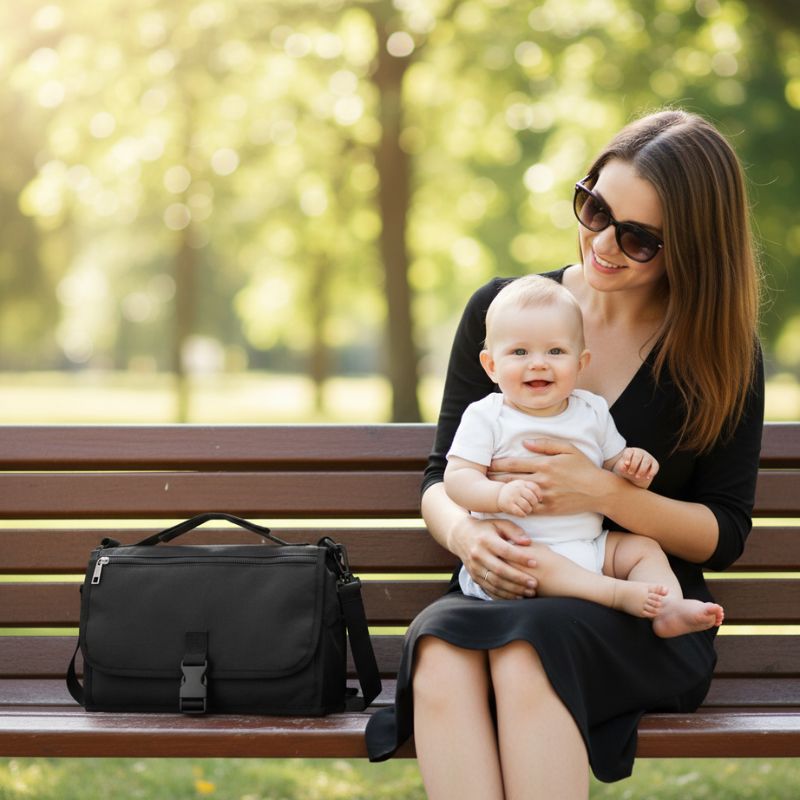 sac à langer kaki noir solide pratique au parc