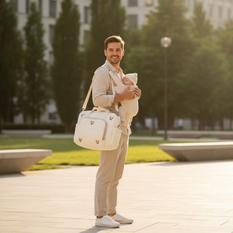 sac a langer polyvalent avec bandoulière élégance brodé fleurs