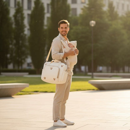 sac a langer polyvalent avec bandoulière élégance brodé fleurs