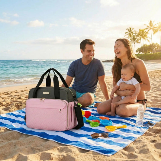 sac a langer polyvalent pour plage avec famille easygo rose