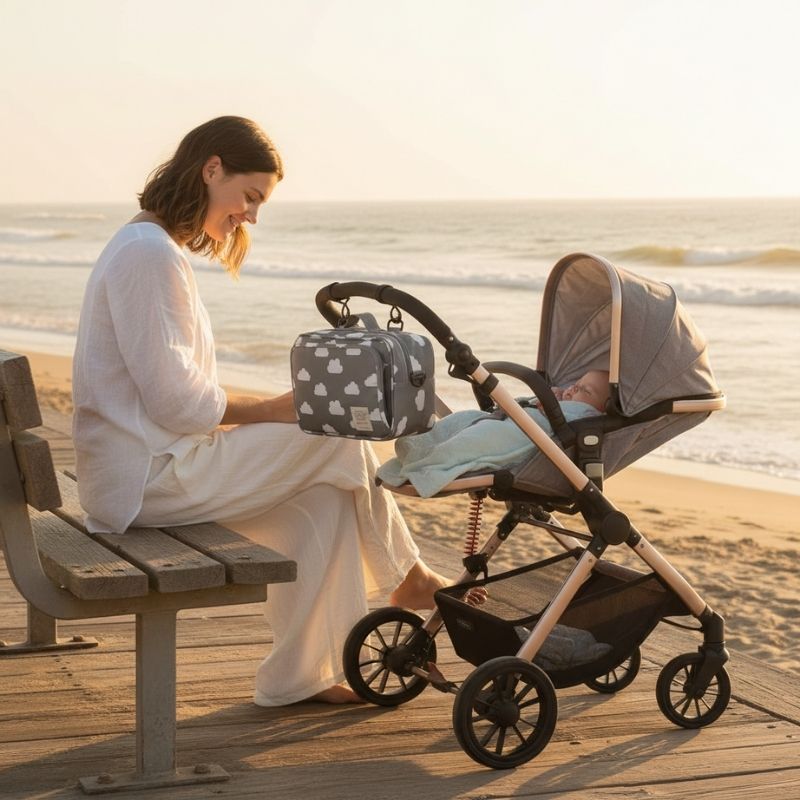 sac à langer pratique à la plage avec bébé