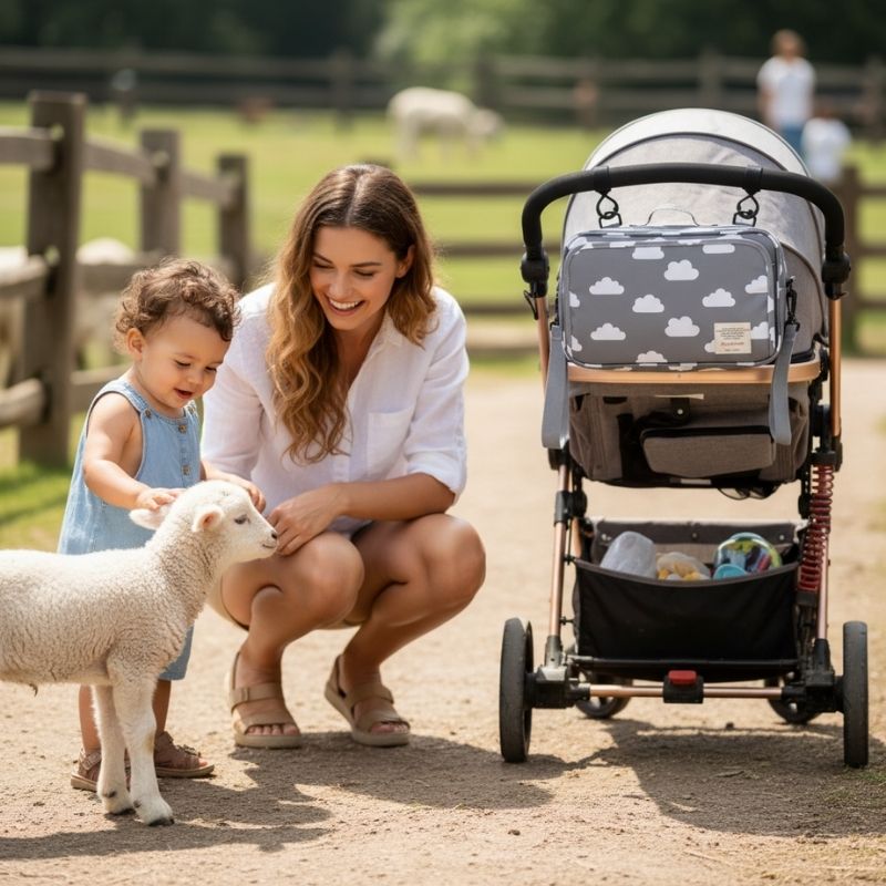sac à langer pratique au zoo avec bébé