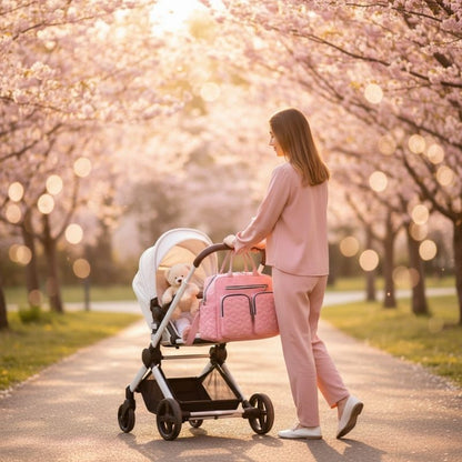 sac a langer travelibag rose pratique sur poussette