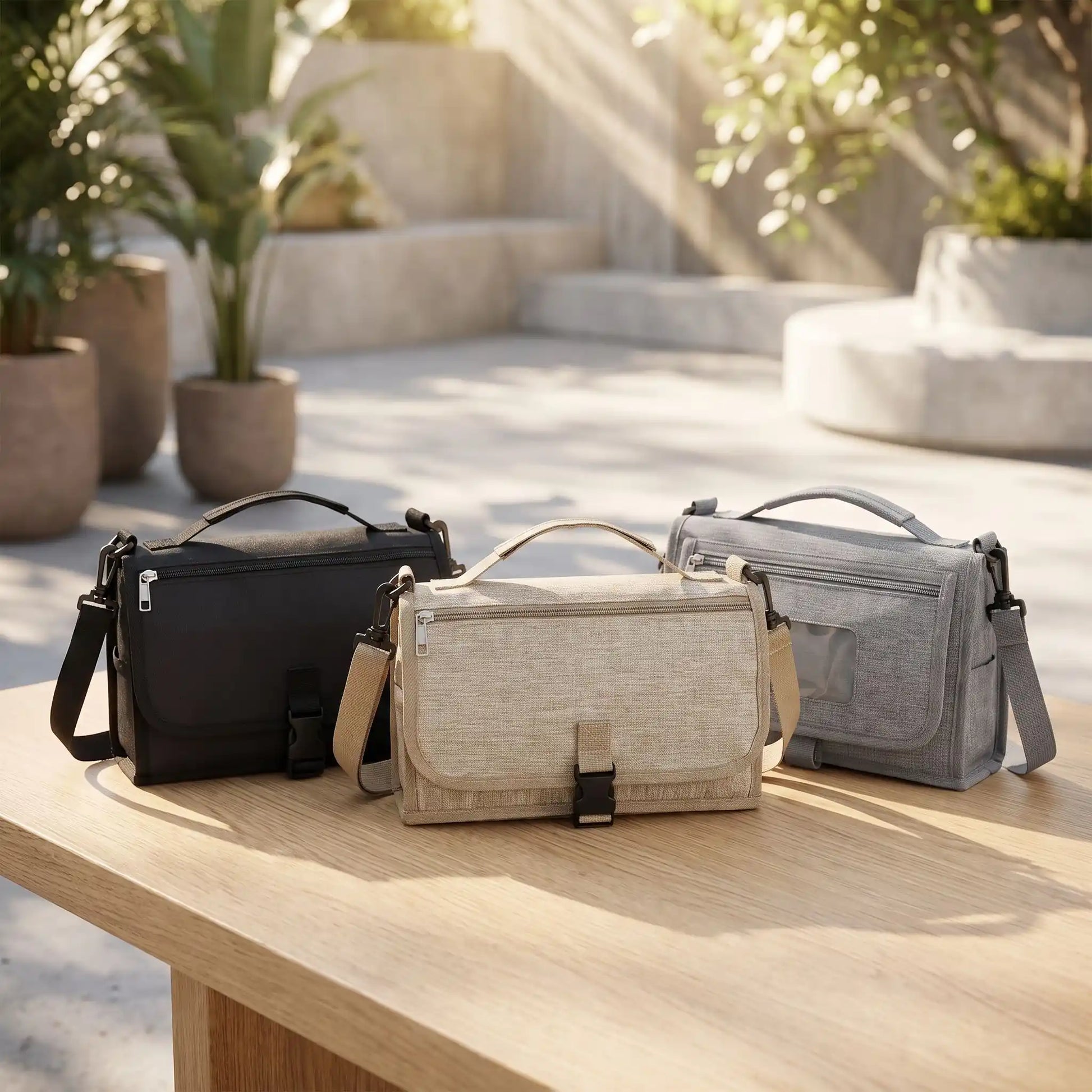 sac à langer vu profil gris kaki noir confort nomade