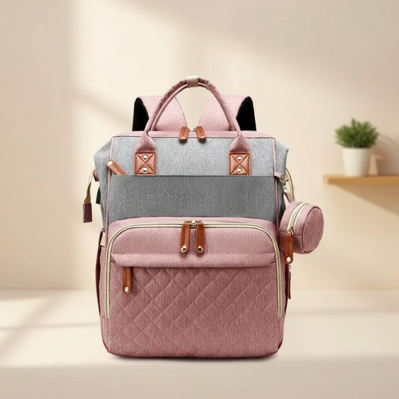 sac à dos à langer détail latéral flexibag gris rose