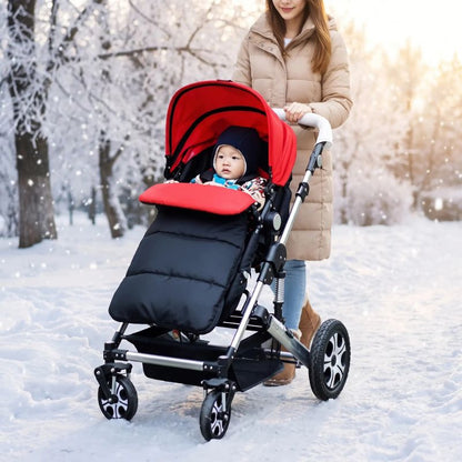 sortie avec bébé dans chanceliere poussette rouge